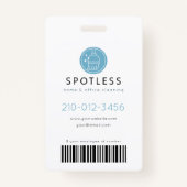 Modern Broom Logo Blue Cleaning Service ID Photo Badge (Achterkant)