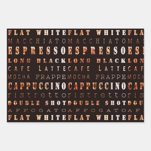 Modern Brown Coffee Espresso Cappuccino Script Inpakpapier Vel (Voorkant 3)