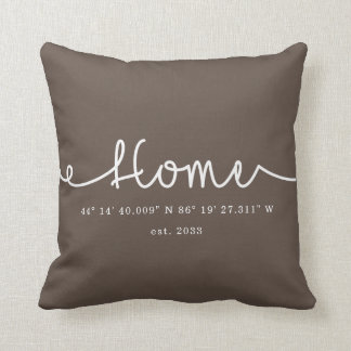 Modern Brown Cute Custom Home GPS-coördinaten Kussen