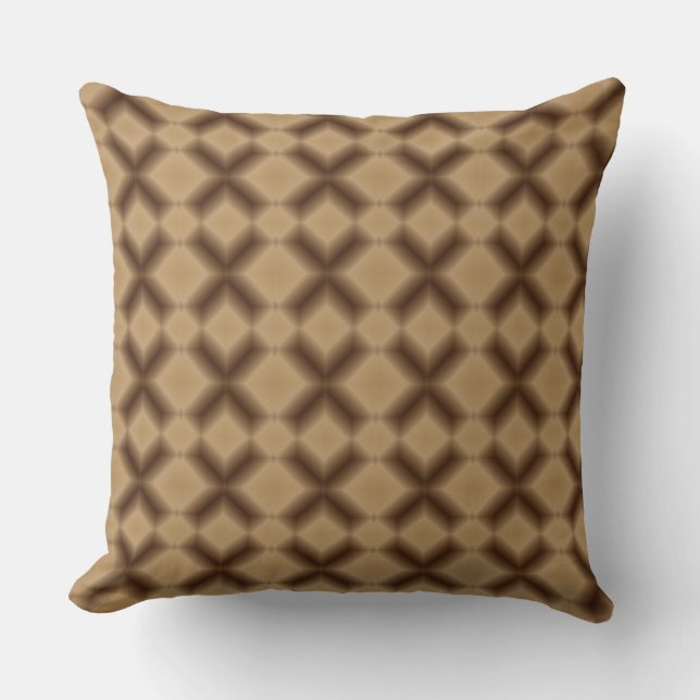 Modern Brown Diamond Pattern Sierkussen (Voorkant)