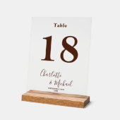 Modern Brown Elegant Wedding Table Number Acryl Bord (Hoek)
