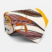 Modern Brown Fall Leaves Illustratiepatroon Stropdas (Opgerold)