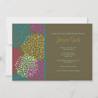 Modern Brown Floral Vrijgezellenfeest Invite Kaart