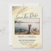 Modern Brown Gold Glitter Spark bespaart op datum  Save The Date (Voorkant)