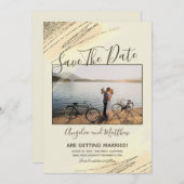 Modern Brown Gold Glitter Spark bespaart op datum  Save The Date (Voorkant / Achterkant)