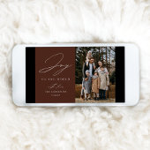 Modern Brown Joy to World Foto Feestdagenkaart