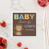 Modern Brown Lion Oerwoud Animal Boy Baby shower Servet (Insitu)