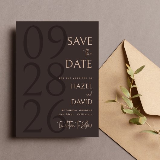 Modern Brown Minimalist Wedding Save The Date