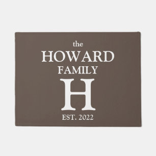 Modern Brown Monogram Name Passen getrouwd Stijlvo Deurmat