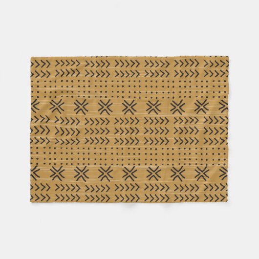 Modern Brown Mudcloth African Pattern Fleece Deken (Voorkant (Horizontaal))