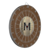 Modern Brown Suede Brushed Gold Monogram Dartbord (Voorkant Links)