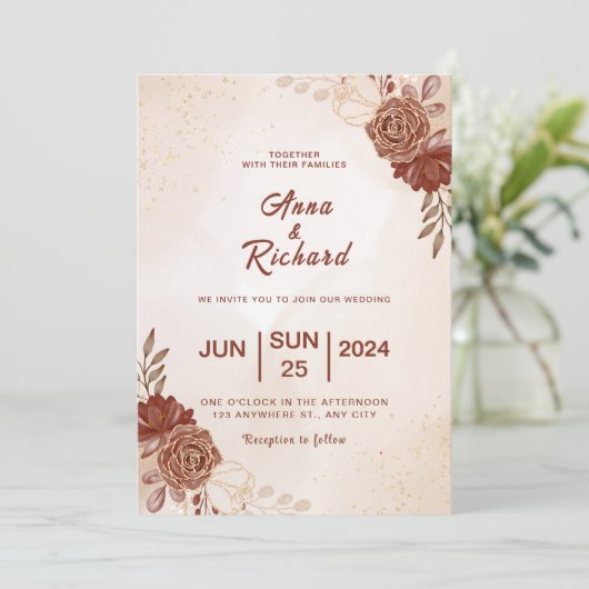 Modern Brown wedding Invitation (Debout devant)