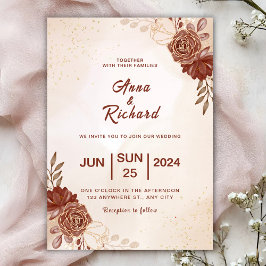 Modern Brown wedding Invitation Kaart