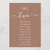 Modern Brown with White Script Seating Chart Card (Achterkant)