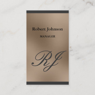 Modern Browny Beige Grey Monogram Visitekaartje