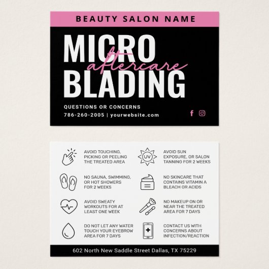 Modern Brows Aftercare PMU Brow Instructions Card (Devant & derrière)