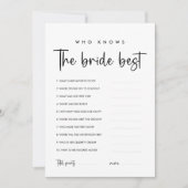 Modern Bruid Quiz Spelkaart Kaart (Voorkant)
