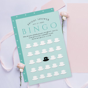 Modern Bruids Mint Tea Party Bingo Teacup Patroon