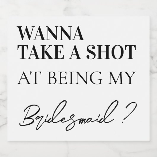 Modern bruidsmeisje voorstel bruiloft partij gunst likeurfles etiket (Enkel label)