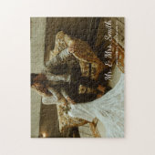 Modern bruidspaar Foto Mr & Mrs Passen getrouwd Legpuzzel (Verticaal)