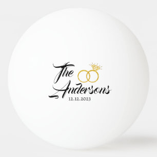 Modern bruidspaar ring gunst naam datum gouden pingpongballen