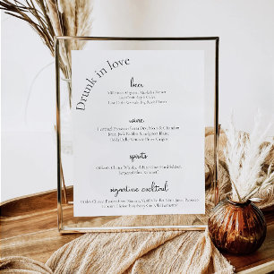 Modern bruiloft Bar Sign Menu Poster