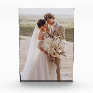 Modern Bruiloft Blauw Hart Keepsake Fotoblok