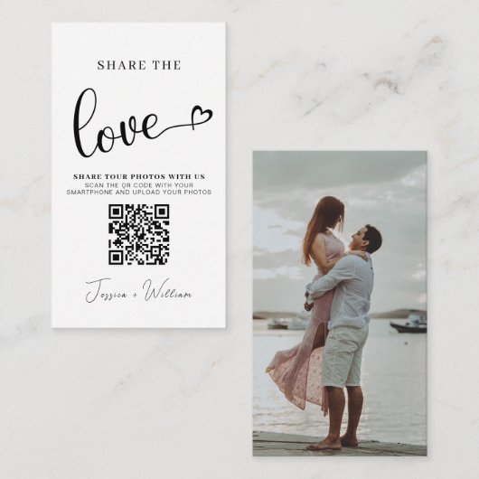 Modern Bruiloft Deel de liefde Qr Code Informatiekaartje (Voorkant / Achterkant)