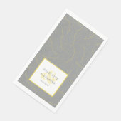 Modern Bruiloft Grijs Geel Bruid & bruidegom Patro Servet (Hoek)