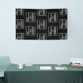 Modern bruiloft Initialen patroon | Zwart & Wit Spandoek (Beurs)