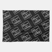 Modern bruiloft Initialen patroon | Zwart & Wit Theedoek (Horizontaal)