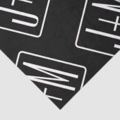 Modern bruiloft Initialen patroon | Zwart & Wit Tissuepapier (Detail)