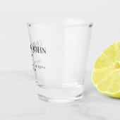 Modern bruiloft monogram met naam repetitie diner shot glas (Rechts)