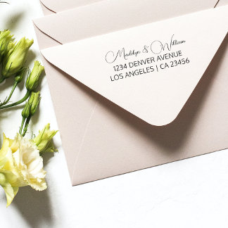 Modern bruiloft retour adres minimalistisch script  zelfinktende stempel