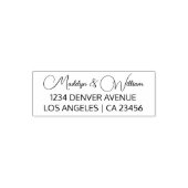 Modern bruiloft retour adres minimalistisch script zelfinktende stempel (Design)