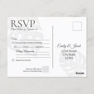 Modern bruiloft RSVP Briefkaart. Palm Leaf Beach Briefkaart