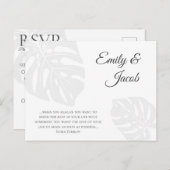 Modern bruiloft RSVP Briefkaart. Palm Leaf Beach Briefkaart (Voorkant / Achterkant)