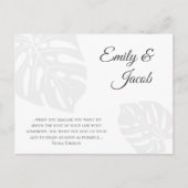 Modern bruiloft RSVP Briefkaart. Palm Leaf Beach Briefkaart (Voorkant)