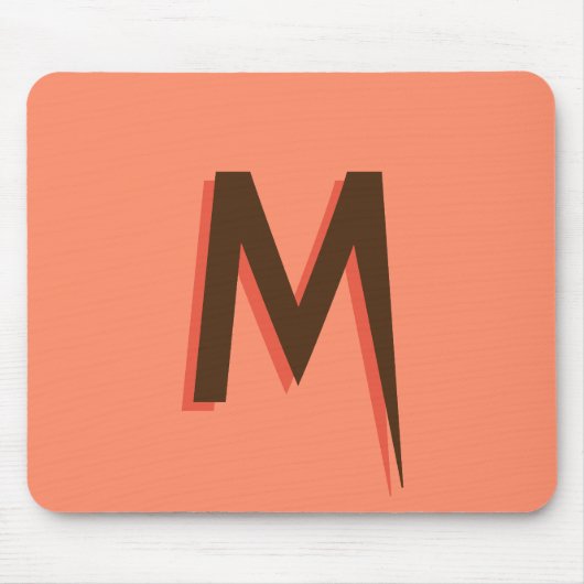 Modern Bruin 3D Tekst Initiaal Letter | Zalmroze Muismat (Voorkant)