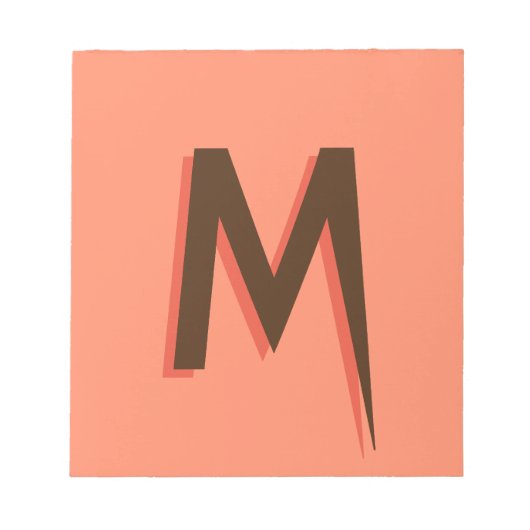 Modern Bruin 3D Tekst Initiaal Letter | Zalmroze Notitieblok (Voorkant)