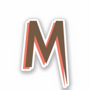 Modern Bruin 3D Tekst Initiaal Letter Zalmroze Sticker