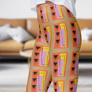 Modern bruin Abstract blokpatroon Leggings