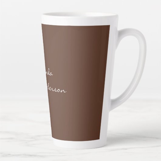 Modern Bruin Achtergrond Script Naam toevoegen Latte Mok (Rechts)