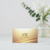 Modern Bruin Beige Curve Decor met Monogram Chic Visitekaartje (Staand voorkant)