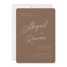 Modern bruin beige minimalistisch script trouwkaar