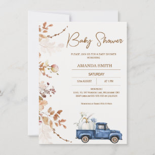 Modern Bruin Beige Pompoen Truck Baby shower Kaart