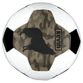 Modern Bruin Camo Zwart Wolf Silhouet Monogram | Voetbal (Gedraaid)