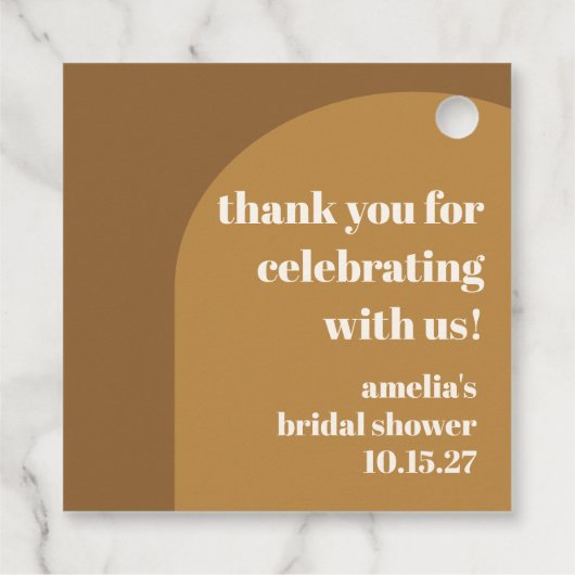 Modern bruin Chic Custom Vrijgezellenfeest Dank u Bedankjes Labels (Achterkant)