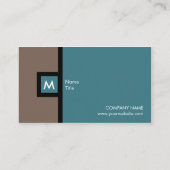 Modern bruin en Blauwgroen monogram Visitekaartje (Achterkant)