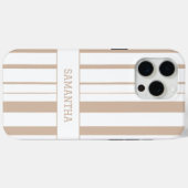 Modern bruin gestreepte gepersonaliseerde naam min Case-Mate iPhone case (Achterkant (horizontaal))